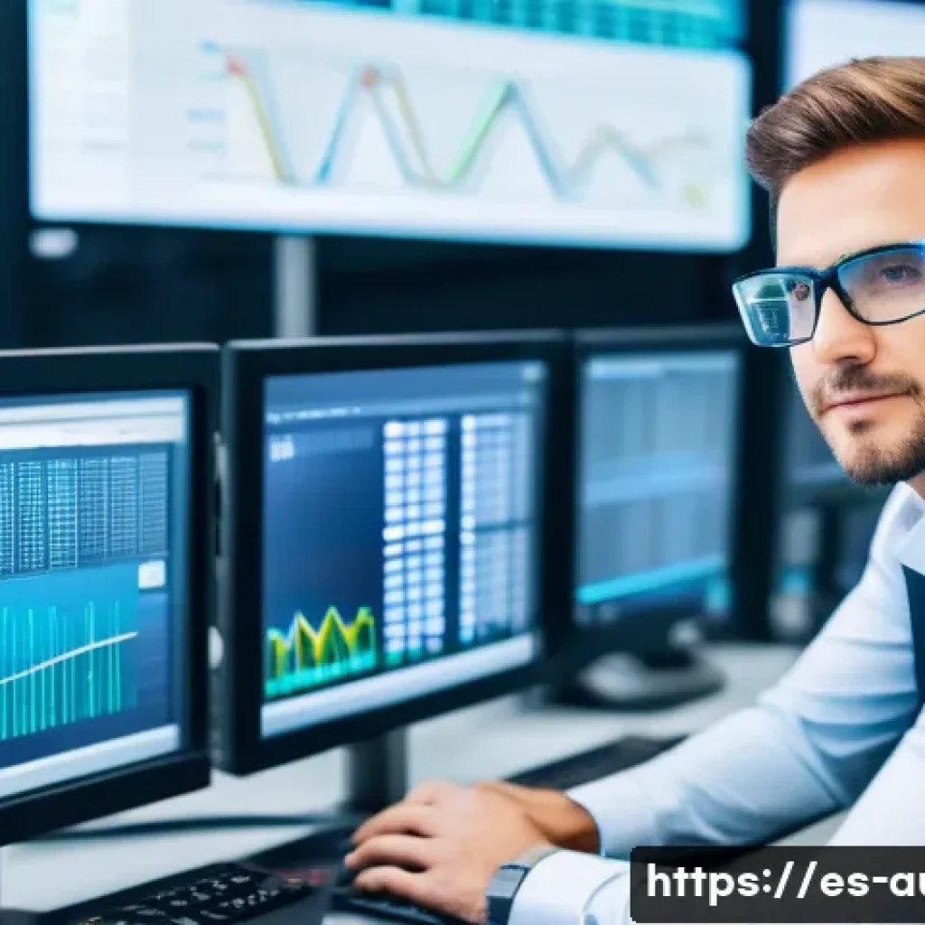 자동화 엔지니어 채용 공고 분석 - A professional industrial automation engineer in a modern factory control room, working with advance...