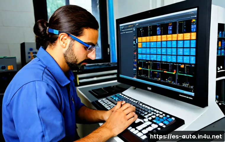 PLC 프로그래밍 심화 과정 - Photorealistic advanced industrial automation training scene in a modern Spanish technical workshop,...